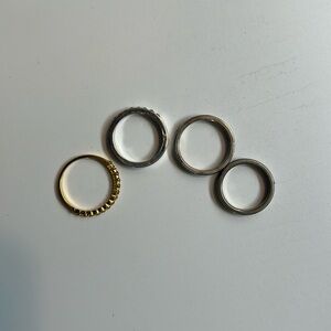 Lot of 4 vintage eternity band rings silver/ gold mixed metal dainty stackable